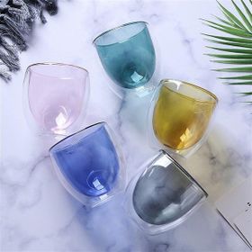 Çılgıntrend Renkli Çift Cidarlı Borosilikat 250 ml Cam Kupa