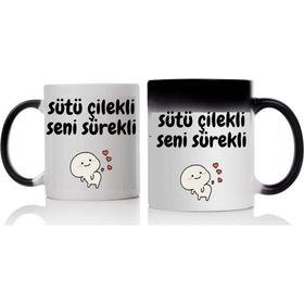 Çılgıntrend Sütü Çilekli Seni Sürekli Tasarımlı Kupa Bardak