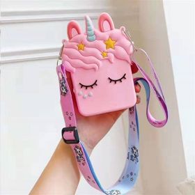 Çılgıntrend Unicorn Tasarım Silikon Pembe Omuz Askılı Çanta