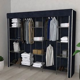 CimriKese CMR3ASKI Plastik Raflı 3 Askılı Mobilya Portatif Gardrop Geniş Hacimli Bez Dolap