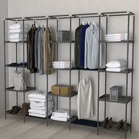 CimriKese CMR3ASKI Plastik Raflı 3 Askılı Mobilya Portatif Gardrop Geniş Hacimli Bez Dolap