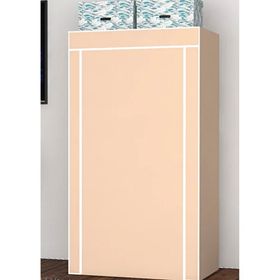 CimriKese Raflı Askılı Çok Amaçlı Mini Bez Dolap Bej