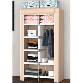 CimriKese Raflı Askılı Çok Amaçlı Mini Bez Dolap Bej