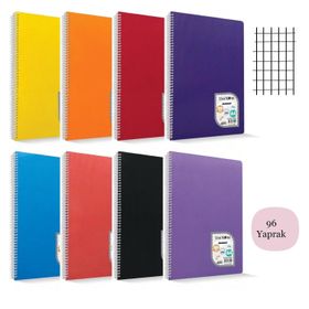 Çınar Colormaxi A4 96 Yaprak Plastik Kapak Çok Renkli Spiralli Defter