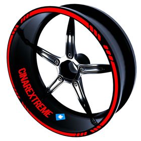 Çınar Extreme 4 Parçalı Kesikli Tasarımlı Bayrak Kırmızı Jant Şeridi Sticker