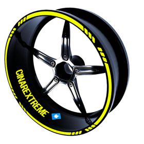 Çınar Extreme 4 Parçalı Kesikli Tasarımlı Floresan Sarı Jant Şeridi Sticker