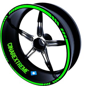 Çınar Extreme 4 Parçalı Kesikli Tasarımlı Floresan Yeşil Jant Şeridi Sticker