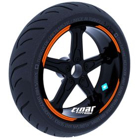 Çınar Extreme Double Stripe Tasarımlı Alev Turuncusu Jant Şeridi Sticker