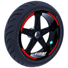 Çınar Extreme Double Stripe Tasarımlı Bayrak Kırmızı Jant Şeridi Sticker