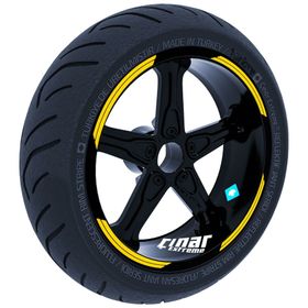 Çınar Extreme Double Stripe Tasarımlı Reflektif Sarı Jant Şeridi Sticker