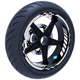 Çınar Extreme Floresan Beyaz Moto GP İç Dış Jant Şeridi Takım Sticker