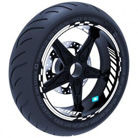 Çınar Extreme Floresan Beyaz Moto GP İç Dış Jant Şeridi Takım Sticker