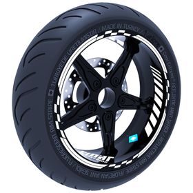Çınar Extreme Floresan Beyaz Moto GP İç Dış Jant Şeridi Takım Sticker