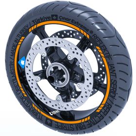 Çınar Extreme Floresan Turuncu 4 Parçalı Kesikli Jant Şeridi Sticker