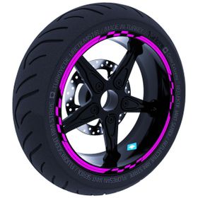 Çınar Extreme Moto GP Yarış Bayraklı Gül Pembesi Jant Şeridi Sticker