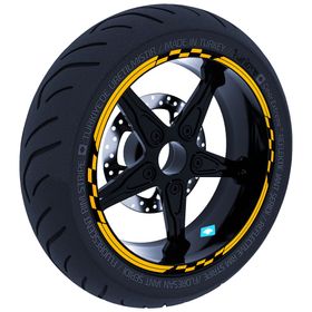 Çınar Extreme Moto GP Yarış Bayraklı Limon Sarısı Jant Şeridi Sticker