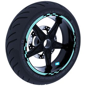 Çınar Extreme Moto GP Yarış Bayraklı Nane Yeşili Jant Şeridi Sticker