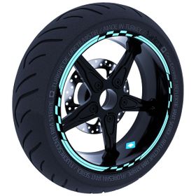 Çınar Extreme Moto GP Yarış Bayraklı Nane Yeşili Jant Şeridi Sticker