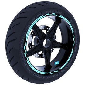 Çınar Extreme Moto GP Yarış Bayraklı Nane Yeşili Jant Şeridi Sticker