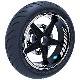 Çınar Extreme Reflektif Beyaz Gri Moto GP İç Dış Jant Şeridi Takım Sticker