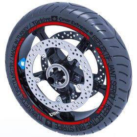 Çınar Extreme Reflektif Kırmızı 4 Parçalı Kesikli Jant Şeridi Sticker