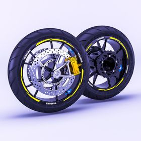 Çınar Extreme Yamaha Yazılı 3 Parçalı Floresan Sarı Yamaha MT-25 ABS Jant Şeridi Sticker