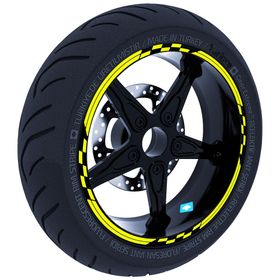 Çınar Extreme Yarış Bayraklı Floresan Sarı Jant Şeridi Sticker