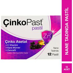 Çinkopast Zencefil Karamürver Çinko Asetat 12 Pastil