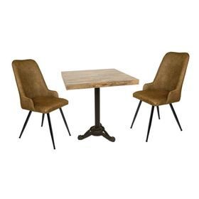 Çipa Laminat Kare - Çırağan 2'li - Kahve Masa Takımı