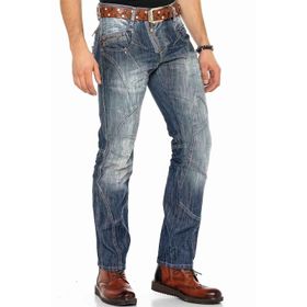 Cipo&Baxx C-0751 Gri Kalın Dikişli Fermuarlı Erkek Kot Pantolon