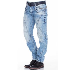 Cipo&Baxx C-0894A Mavi Dikişli Eskitilmiş Erkek Kot Pantolon