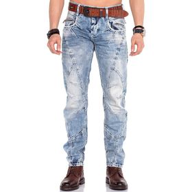 Cipo&Baxx C-0894A Mavi Dikişli Eskitilmiş Erkek Kot Pantolon