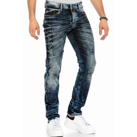 Cipo&Baxx CD286 Dekoratif Dikişli Yıkamalı Koyu Mavi Erkek Jeans