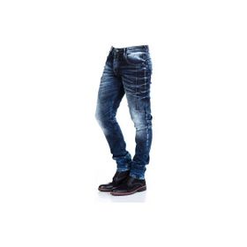 Cipo&Baxx CD286 Dekoratif Dikişli Yıkamalı Koyu Mavi Erkek Jeans