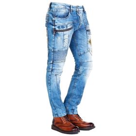 Cipo&Baxx CD293 Diz Detay Nakışlı Regular Fit Mavi Erkek Kot Pantolon