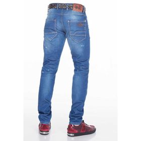 Cipo&Baxx CD386 Mavi Hafif Yıpranmış Sade Jean Erkek Kot Pantolon