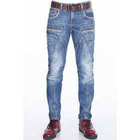 Cipo&Baxx CD391 Mavi Dikiş Detaylı Rahat Kesim Erkek Kot Pantolon