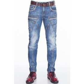 Cipo&Baxx CD391 Mavi Dikiş Detaylı Rahat Kesim Erkek Kot Pantolon