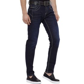 Cipo&Baxx CD395 Lacivert Kontrast Dikişli Erkek Kot Pantolon