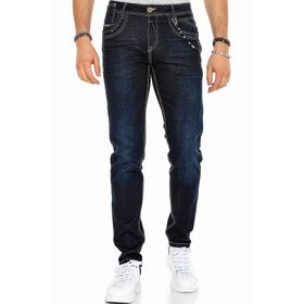 Cipo&Baxx CD395 Lacivert Kontrast Dikişli Erkek Kot Pantolon