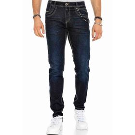 Cipo&Baxx CD395 Lacivert Kontrast Dikişli Erkek Kot Pantolon