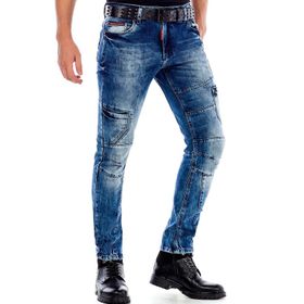 Cipo&Baxx CD478 Mavi Motorcu Tarzı Slim Fit Erkek Kot Pantolon