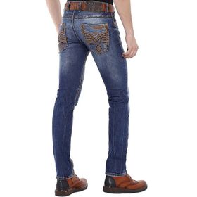 Cipo&Baxx CD483 Mavi Cepleri İşlemeli Yıkamalı Erkek Kot Pantolon