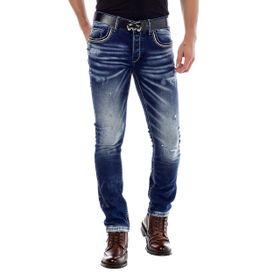 Cipo&Baxx CD485 Mavi Eskimiş Yıkamalı Koyu Erkek Kot Pantolon