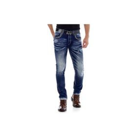 Cipo&Baxx CD485 Mavi Eskimiş Yıkamalı Koyu Erkek Kot Pantolon