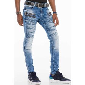 Cipo&Baxx CD505 Mavi Desenli Dikişli Skinny Fit Erkek Kot Pantolon