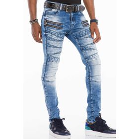 Cipo&Baxx CD505 Mavi Desenli Dikişli Skinny Fit Erkek Kot Pantolon