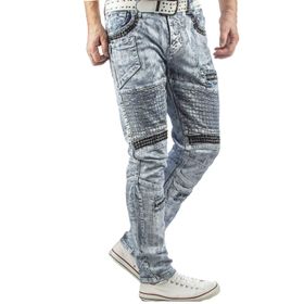 Cipo&Baxx CD529 Mavi Metal İşlemeli Elle Boyanmış Erkek Jeans