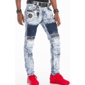Cipo&Baxx CD529 Mavi Metal İşlemeli Elle Boyanmış Erkek Jeans