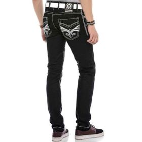 Cipo&Baxx CD553 Nakışlı Siyah Erkek Kot Pantolon